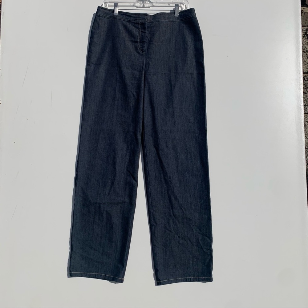 St John Denim Trouser Pants Straight Leg Flat Ftont Womens Size 10